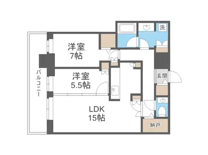 ONE札幌ステーションタワー ワンサッポロステーションタワー(2LDK/13階)の間取り写真