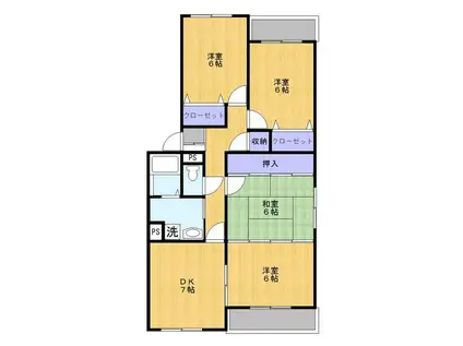 カルディア神田 A棟(4DK/2階)の間取り写真