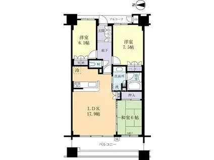 サーパスつくば研究学園503(3LDK/5階)の間取り写真