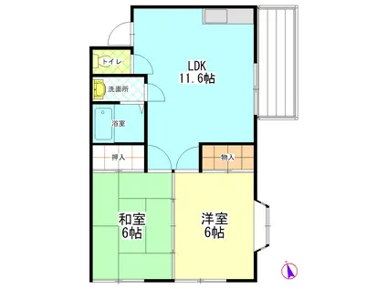 皆川ハイツ(2LDK/2階)の間取り写真