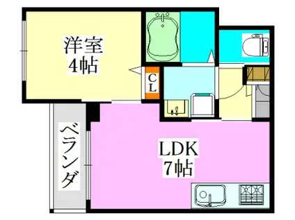 ブリエプリュム(1DK/1階)の間取り写真