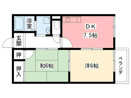 プチメゾン横谷(2DK/2階)の間取り写真