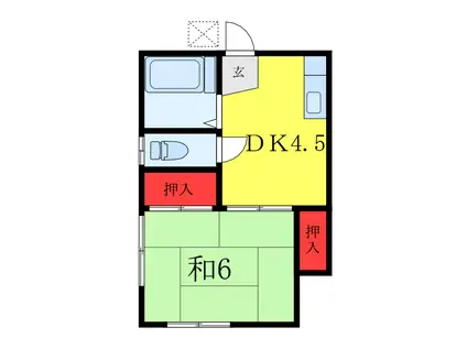 野口荘(1DK/2階)の間取り写真