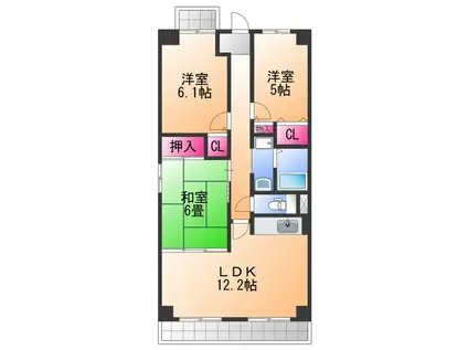 エテルノン泉佐野(3LDK/8階)の間取り写真