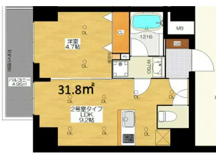 ブエナビスタ難波サウス(1LDK/9階)の間取り写真