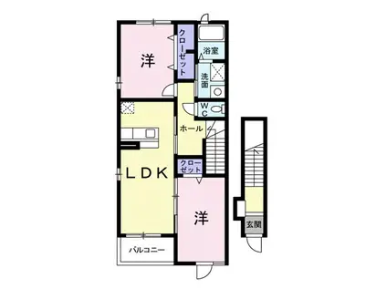 ベルデュール(2LDK/2階)の間取り写真