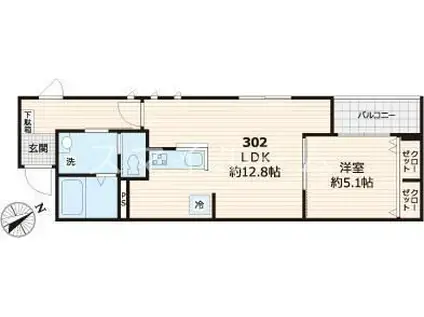 エリタージュ品川(1LDK/3階)の間取り写真