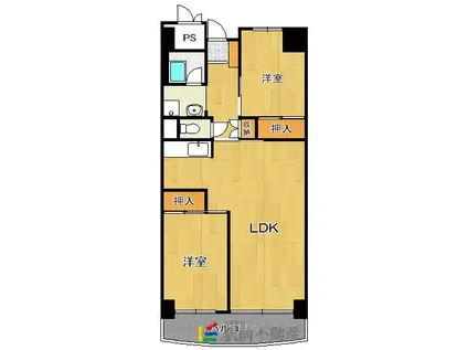 ビレッジハウス香椎浜タワー(2LDK/11階)の間取り写真