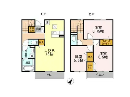 クレールN(3LDK/1階)の間取り写真