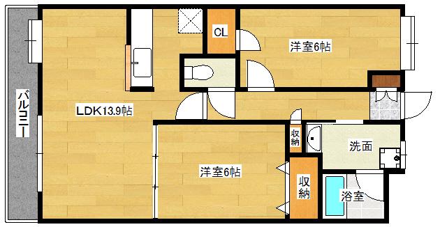 アスティオン早稲田(2LDK/1階)の間取り写真