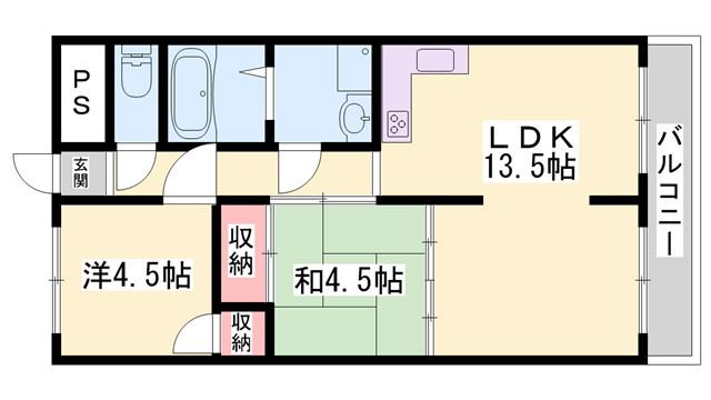 リープラス滝野社(2LDK/1階)の間取り写真
