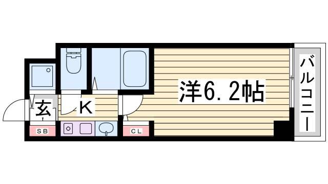 エステムコート新神戸エリタージュ(1K/9階)の間取り写真