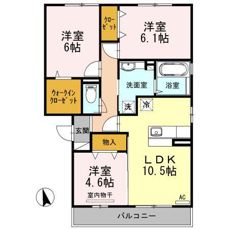 カーサドマーニ(3LDK/3階)の間取り写真