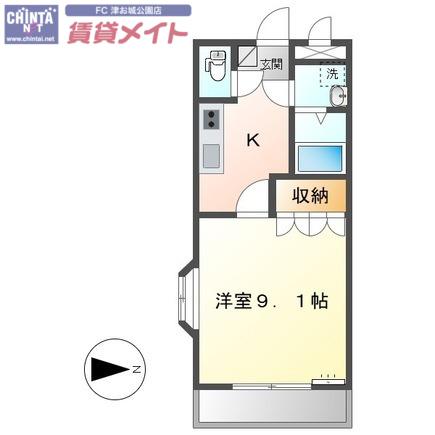 サンビラージュ(1K/1階)の間取り写真