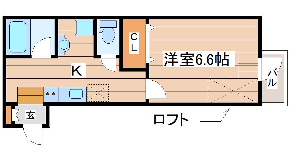 パークアベニュー国見(1K/2階)の間取り写真