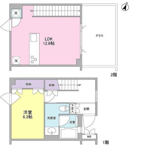 ARTE 哲学堂(1LDK/1階)の間取り写真