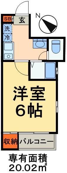 エクセルコート新小岩(1K/2階)の間取り写真