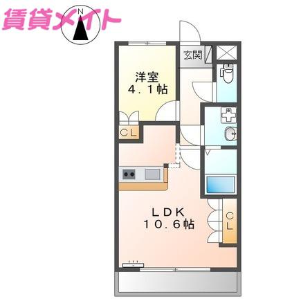 ヴァン パイン コートA棟(1LDK/1階)の間取り写真