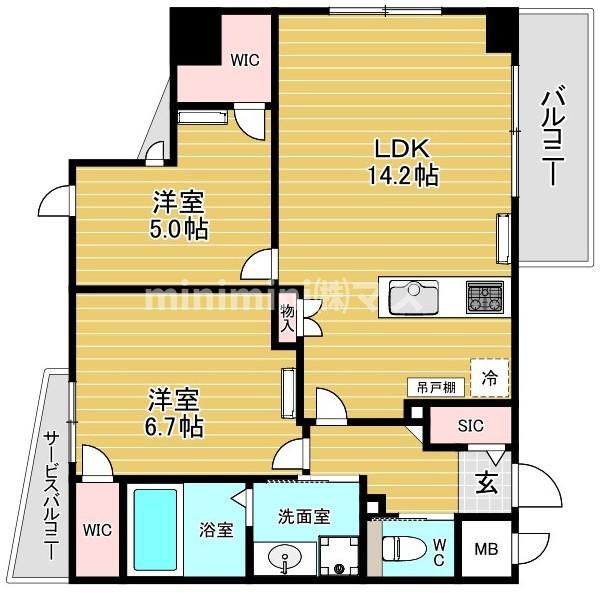 LEGALANDABENO SANMEICHO(2LDK/7階)の間取り写真