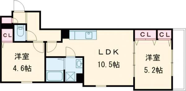 セレニティ豊川A棟(2LDK/1階)の間取り写真