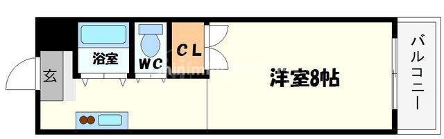 奥内阿波座駅前マンション(1K/7階)の間取り写真