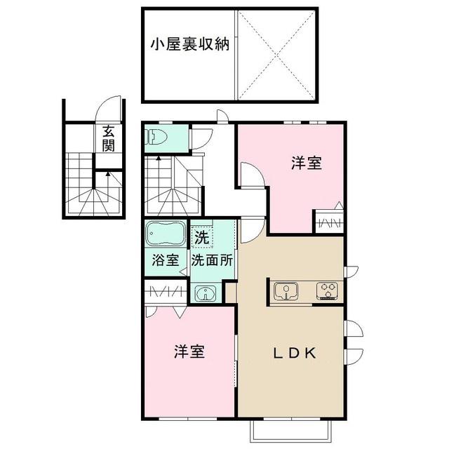 WIN VILLA 錦(2LDK/2階)の間取り写真