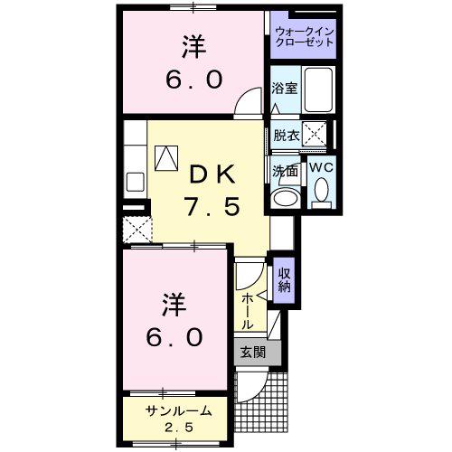 ソレイユ・タカクラ(2DK/1階)の間取り写真