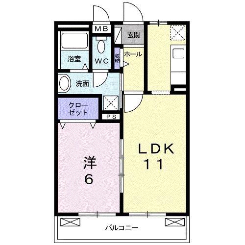 アミティエI(1LDK/1階)の間取り写真