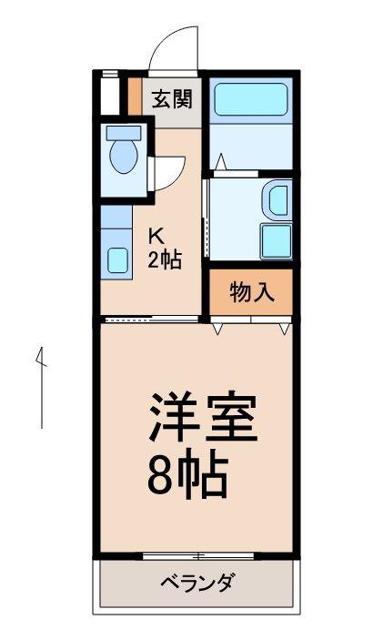 シティガーデン水栖(1K/2階)の間取り写真