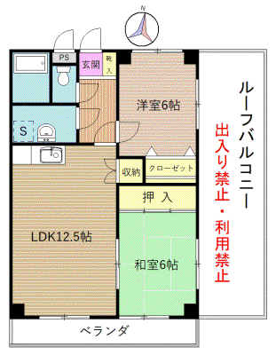 クレスト星が丘(2LDK/2階)の間取り写真