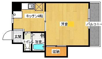 ヴィラ丸本(1DK/4階)の間取り写真