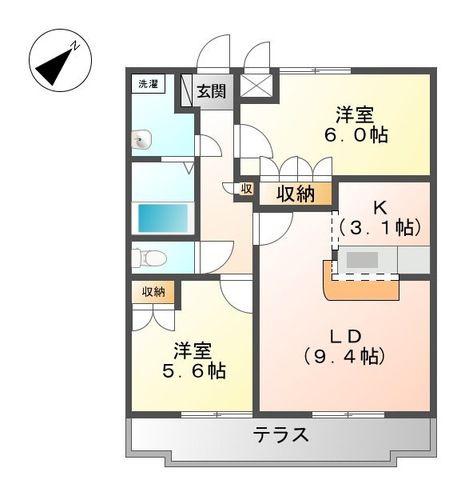 サンライズ(2LDK/1階)の間取り写真