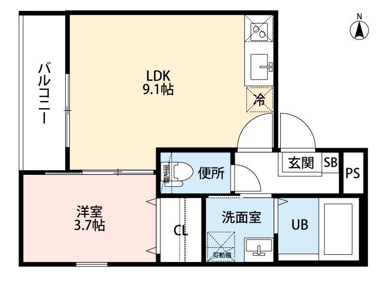 アザール(1LDK/2階)の間取り写真
