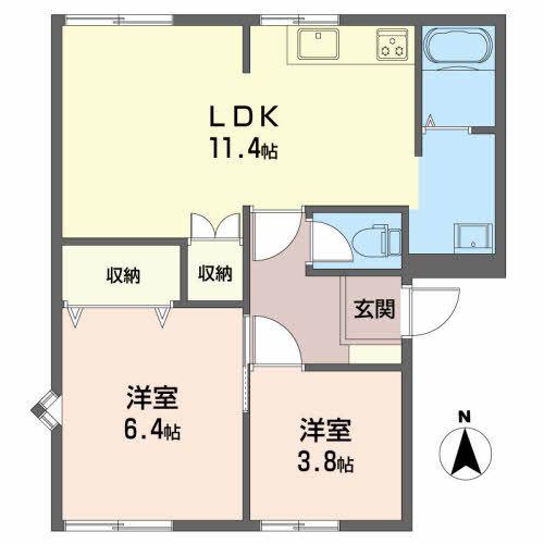 プラヴァー南光台(2LDK/1階)の間取り写真