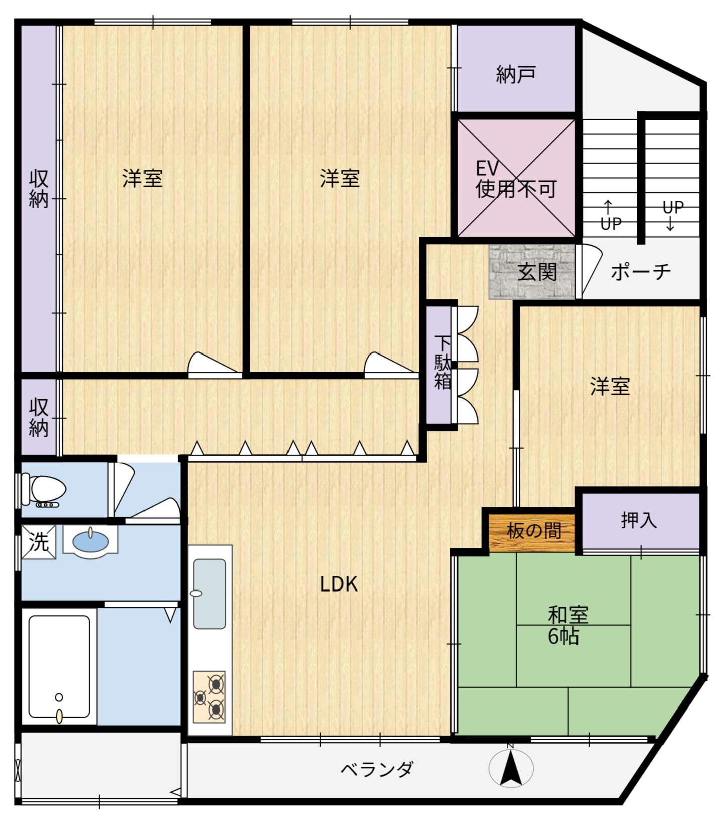Yビル(4LDK/2階)の間取り写真