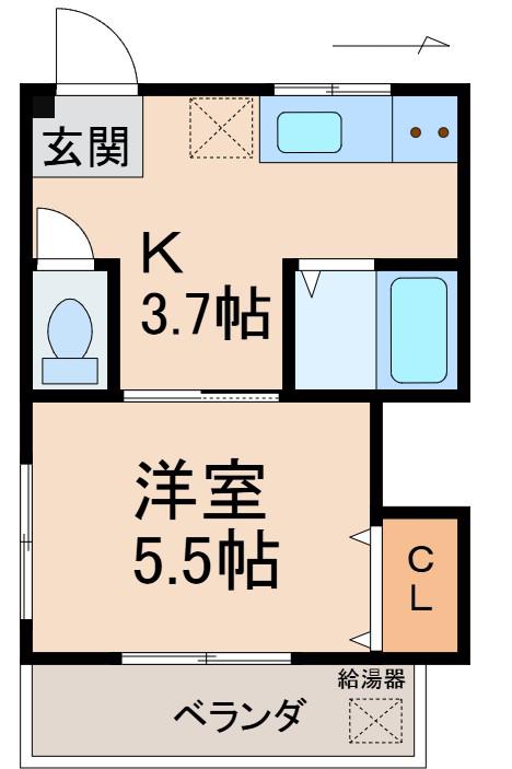 畑屋敷ビル(1K/4階)の間取り写真
