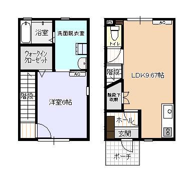 ビオラ新富山A棟(1LDK/1階)の間取り写真
