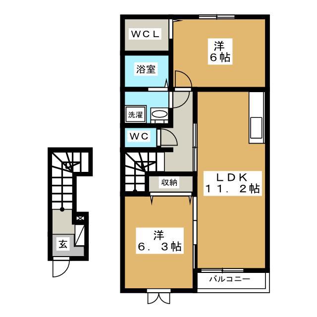 シェリスタ(2LDK/2階)の間取り写真