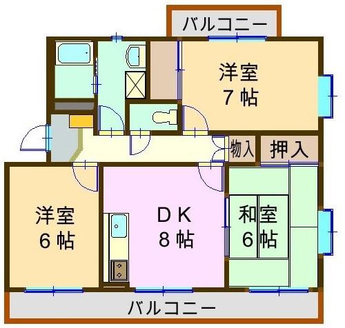 ビラトスカーナS(3DK/2階)の間取り写真