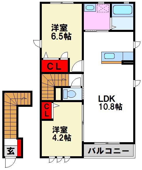 シャーメゾン御所ノ内(2LDK/2階)の間取り写真