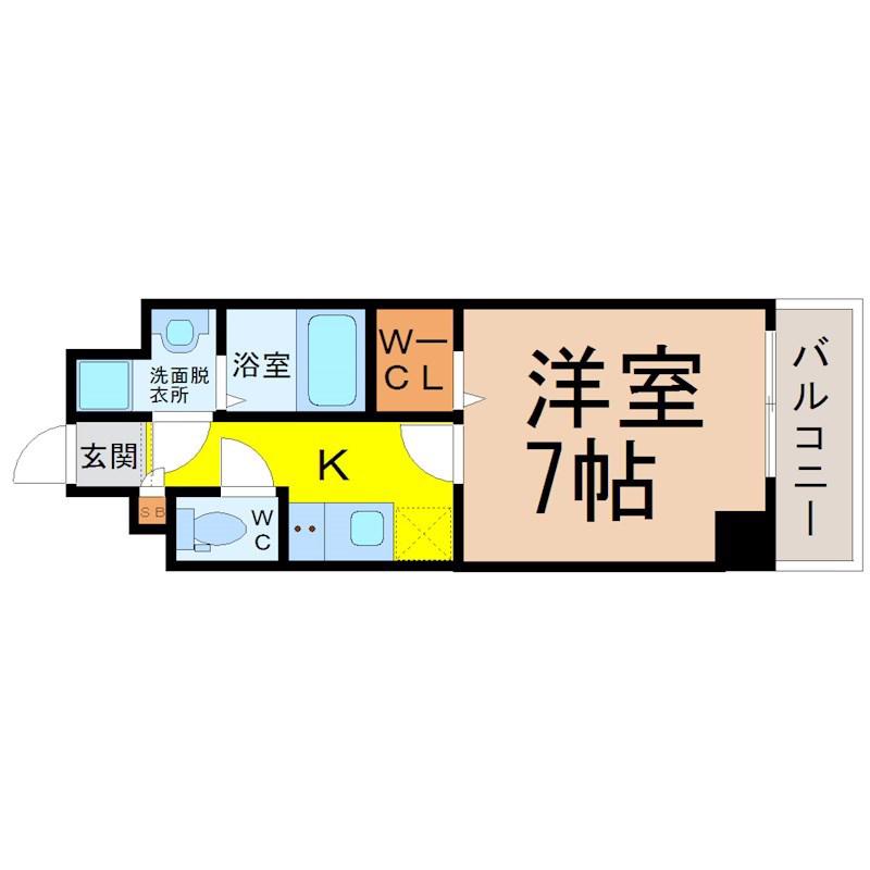 プレイズシード桜山(1K/7階)の間取り写真