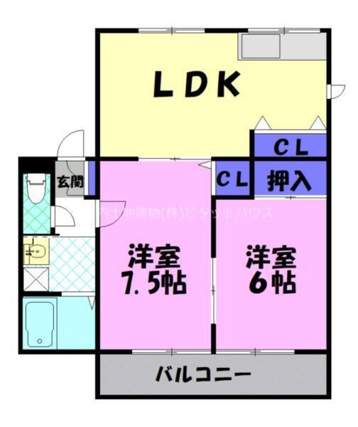 サンライズA(2LDK/1階)の間取り写真