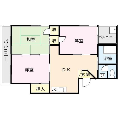 クレール北日吉(3DK/2階)の間取り写真