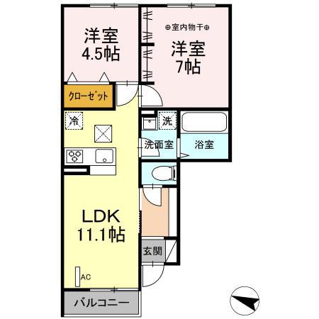 ヴィラ ジュネス(2LDK/1階)の間取り写真