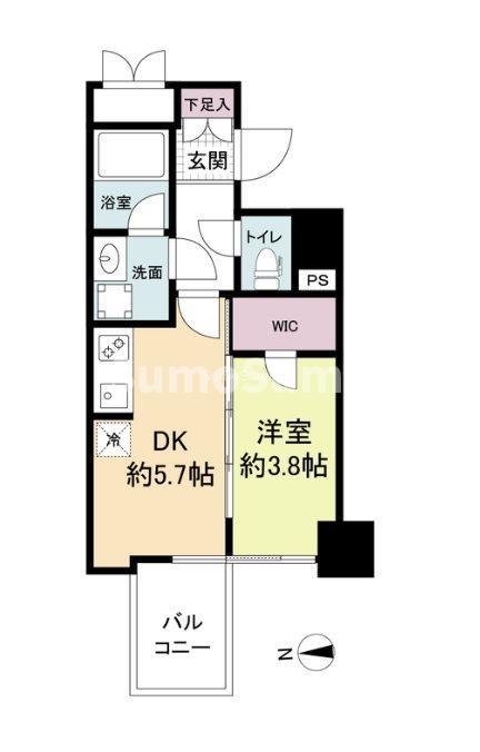 RISING MAISON 本町橋(1DK/10階)の間取り写真