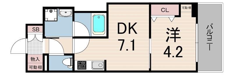 レオンコンフォート神戸駅前(1DK/13階)の間取り写真
