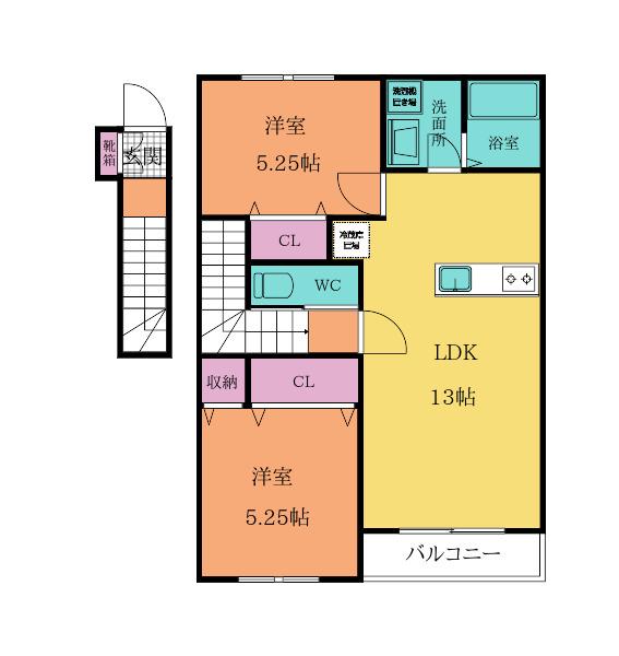 コッツウォルズ・マサ(2LDK/2階)の間取り写真