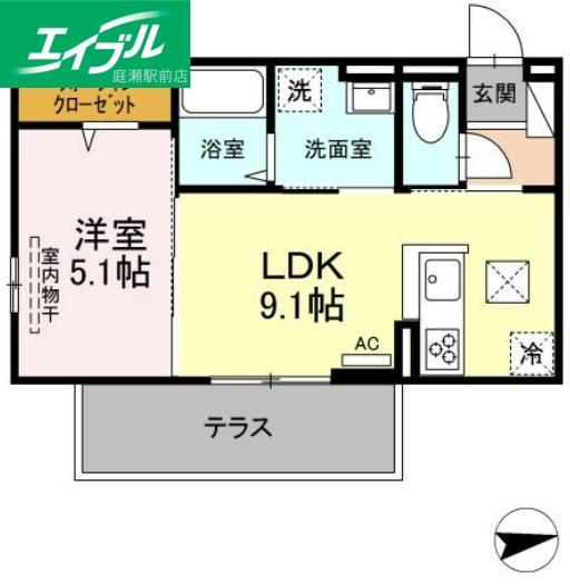 ラ・レコルトII(1LDK/1階)の間取り写真