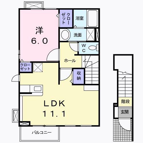 サンフラワーガーデン3(1LDK/2階)の間取り写真