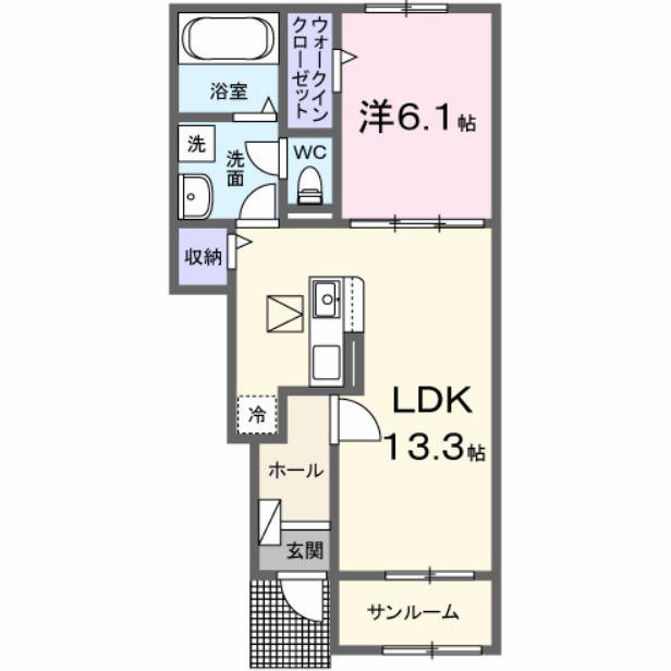 ソラリスガーデン(1LDK/1階)の間取り写真
